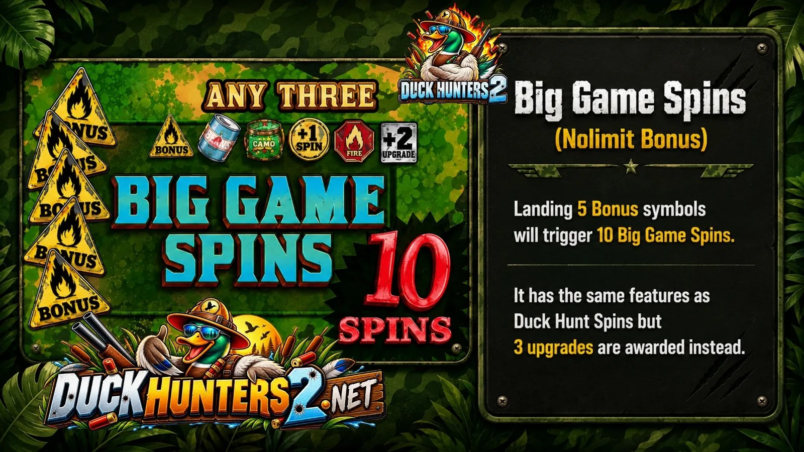 Duck Hunters 2 — Big Game Spins (nolimit Bonus) Duck Hunters 2 (Nolimit City, official screenshot)