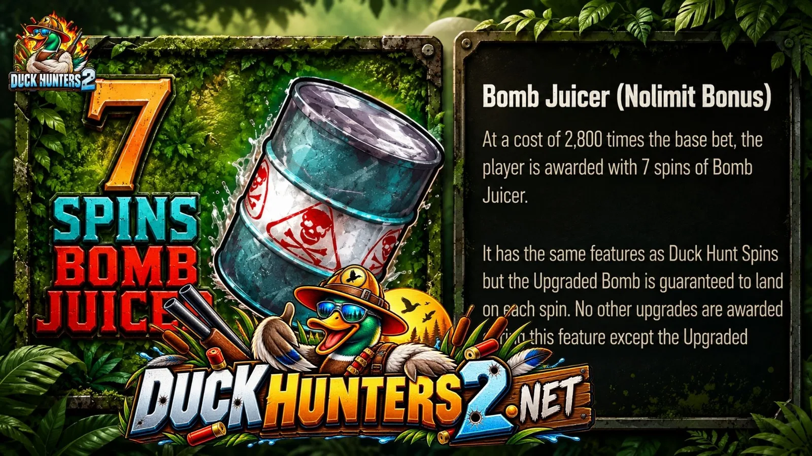 Duck Hunters 2 — Bomb Juicer (nolimit Bonus) Duck Hunters 2 (Nolimit City, official screenshot)