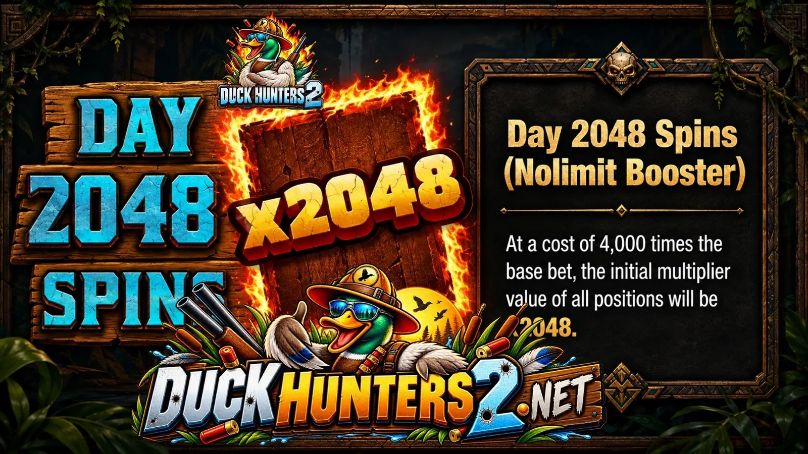 Duck Hunters 2 — Day 2048 Spins (nolimit Booster) Duck Hunters 2 (Nolimit City, official screenshot)