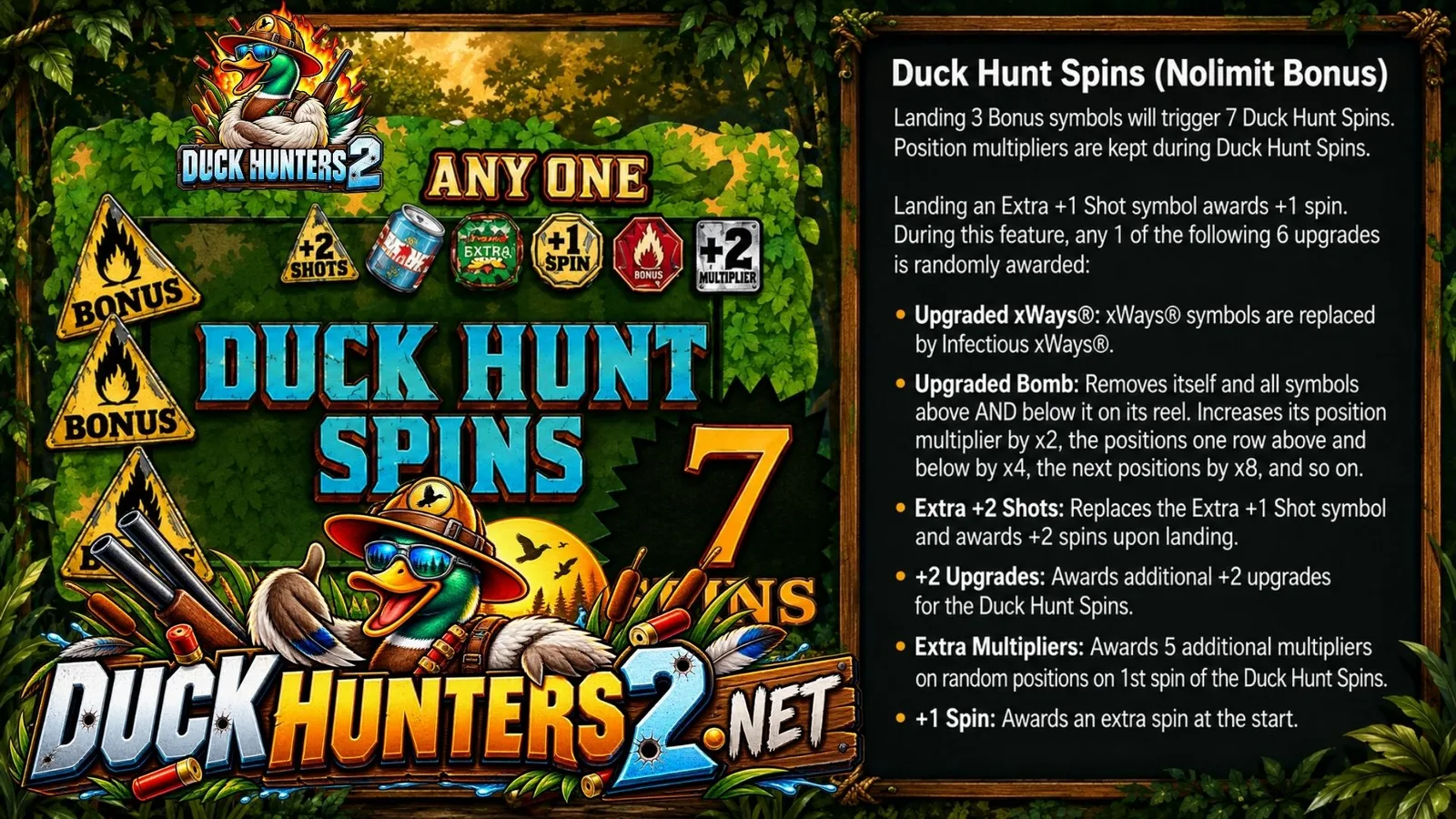 Duck Hunters 2 — Duck Hunters 2 Duck Hunt Spins (nolimit Bonus) (Nolimit City, official screenshot)