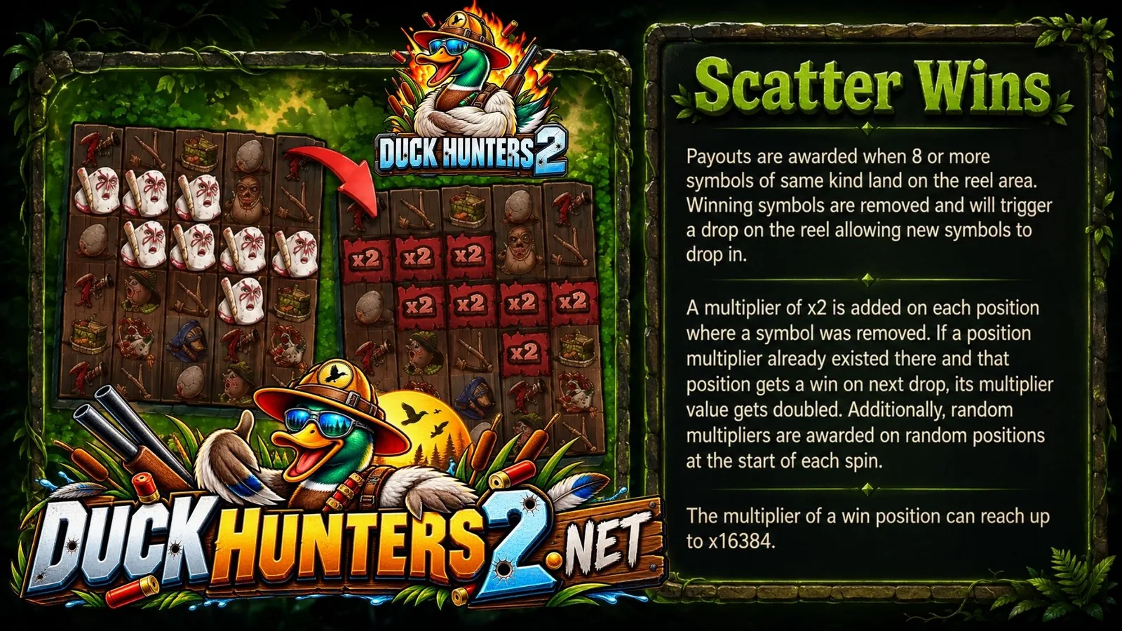 Duck Hunters 2 — Duck Hunters 2 Scatter Wins (Nolimit City, official screenshot)